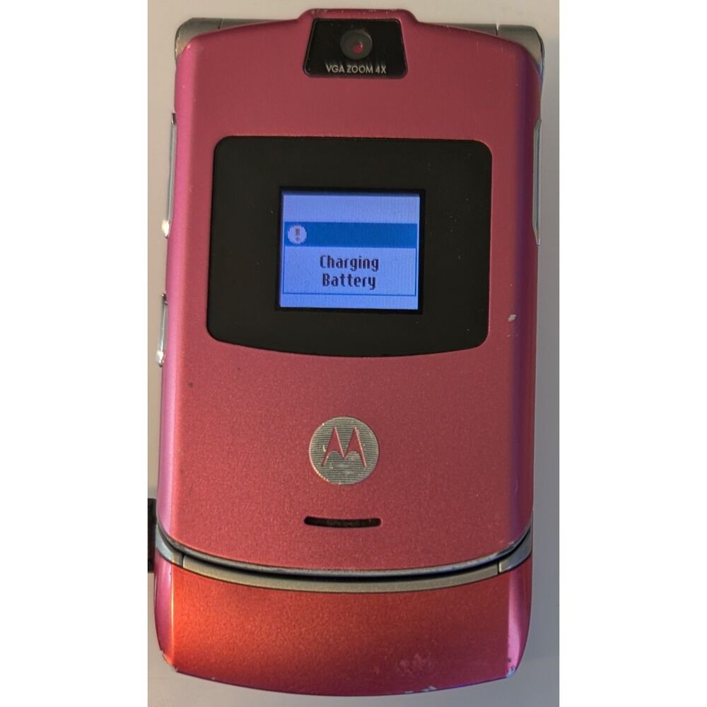 Motorola RAZR V3 Pink – Tested Charging – Phone & Battery Only – Classic Flip